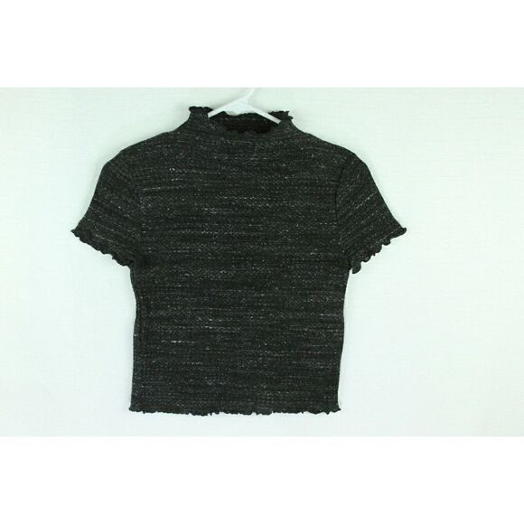 Forever 21 Top Medium Black Juniors pullover ruffle stretch - Picture 1 of 5